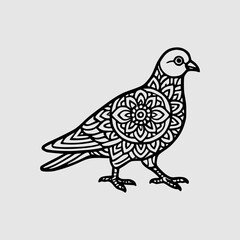 Obraz premium Pigeon Silhouette with Intricate Mandala Pattern Inside Body Design