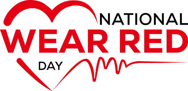 National Wear Red Day heart health awareness logo with heartbeat