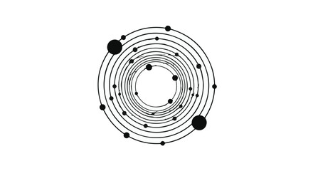 Fototapeta premium Scientific atomic structure illustration with orbiting electrons and nucleus, modern physics concept