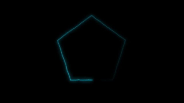 Neon pentagon shape glowing abstract animation