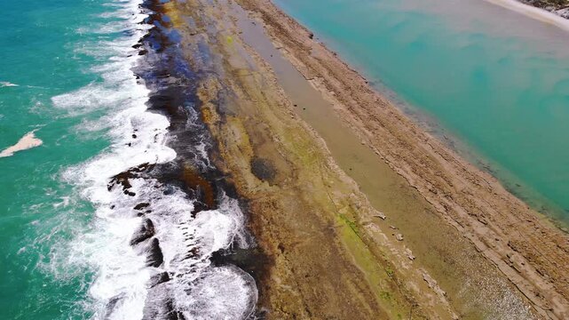 Drone Aerial of Muro Alto Beach Natural Pool Near Porto de Galinhas, Pernambuco Brazil &ndash; People Enjoying Summer