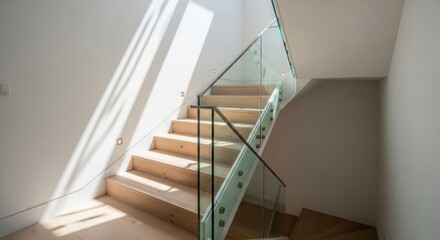 Fototapeta premium Modern Staircase with Glass Railing