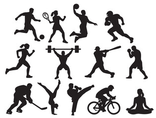 Sports and Fitness People Silhouettes Set