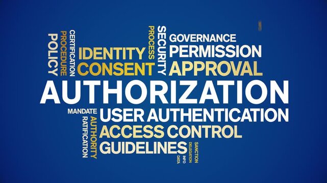 Authorization animated word cloud-text design animation tag kinetic typography seamless loop.