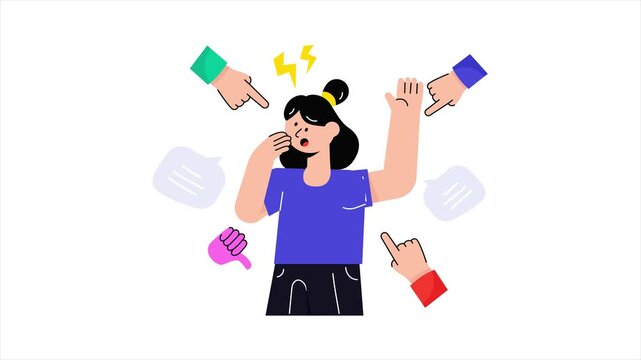 Bullying Person Animation MP4 File on white background