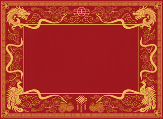 Elegant Chinese dragon and phoenix frame for luxury designs