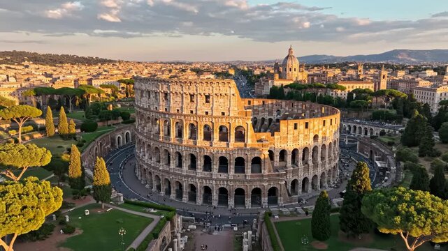 Colosseum in Rome with cityscape