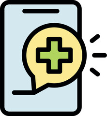 Obraz premium Online medical consultation showing cross sign on smartphone screen, providing quick and convenient healthcare access