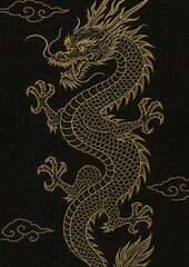 Golden dragon mythical illustration