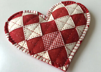 stitched heart in patchwork style