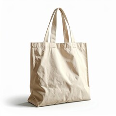 Simple Natural Canvas Tote Bag with Two Straps Standing on a White Background with Soft Shadows