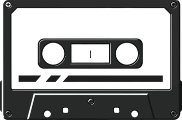 Obraz premium Minimal flat vector cassette tape on a simple background, top view