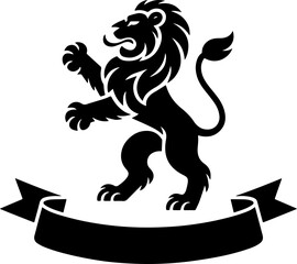 Heraldic Lion Rampant Logo Minimal Black Vector Icon Crest Emblem Symbol © Lethal_Sid