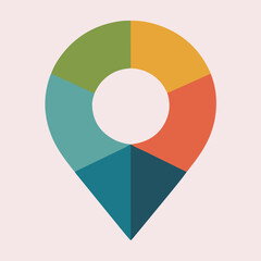 Obraz premium Colorful Segmented Map Location Pin Modern Flat Vector Icon