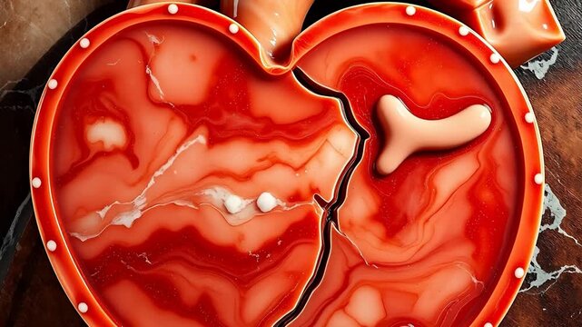 Heart shaped object with internal structure