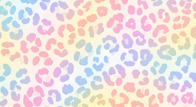 Pastel Rainbow Leopard Print Seamless Pattern Background Texture animal print