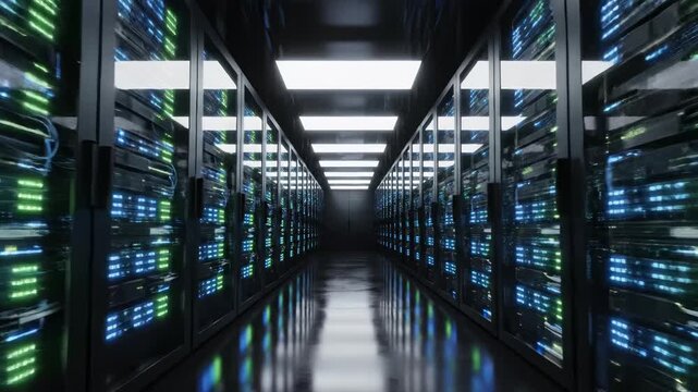 server room with rows of data racks