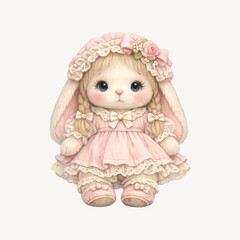 Fototapeta premium Adorable vintage-style bunny illustration.