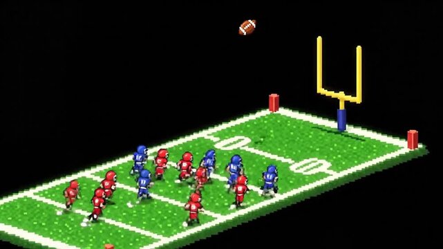 Retro Video Game American Football Scene.
