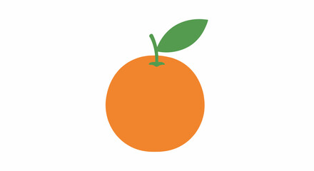 Vibrant orange fruit illustration with green leaf against white background