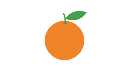 Vibrant orange fruit illustration with green leaf isolated on white background