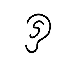 Ear, hearing icon. Vector graphic, not Artificial Intelligence, logo illustration. Replaceable vector design.