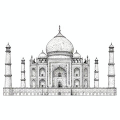 Obraz premium Taj Mahal Minimal Vector Design – World Famous Monument