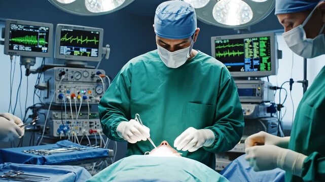 Surgeons performing operation in hospital