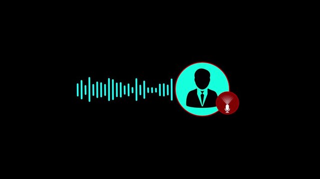 modern voice response and assistance concept,abstract audio equalizer with avatar and microphone,voice communication and customer support icon animation.