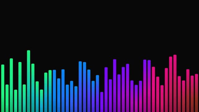 Abstract Colorful Audio Frequency Spectrum Motion Background - Digital Music Equalizer Visualization