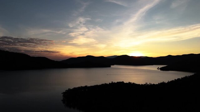 Sunset at Mae Kuang Udom Thara Dam, drone view