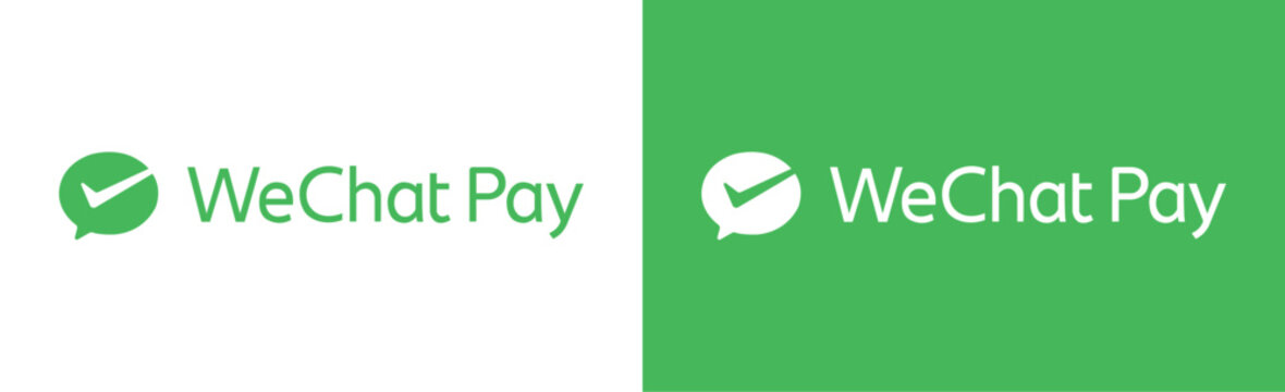 WeChat Pay Logo and Wordmark on Transparent and Green Backgrounds, Editorial Use Only