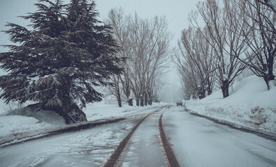 Snowy Mountain Road in Lebanon, Laqlouq