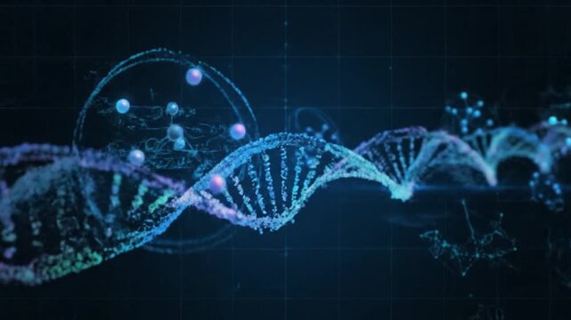 Biomedical science concept, abstract DNA and molecules