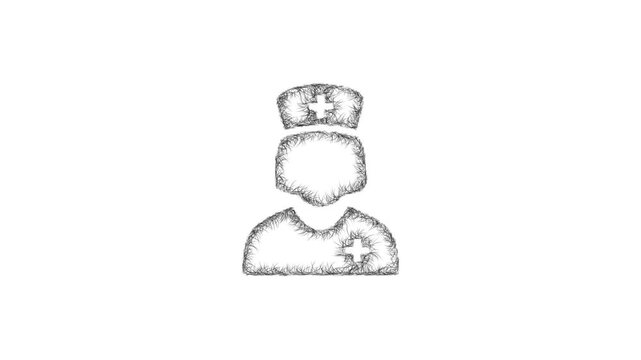 Sketch nurse icon animation - smooth progressive reveal