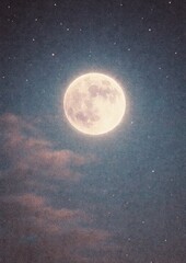 Fototapeta premium Luminous moon amidst starry sky.