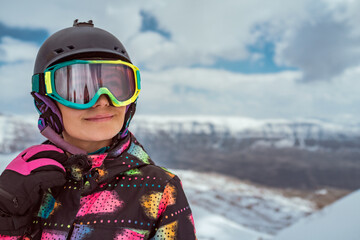 Female Snowboarder Portrait Enjoying Ski Resort