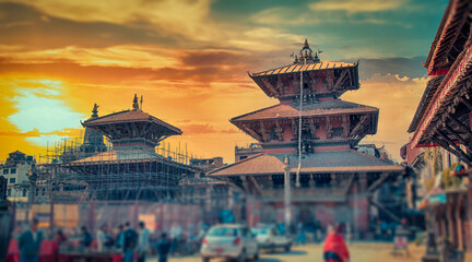 Obraz premium An ancient complex in the center of Kathmandu, Nepal.