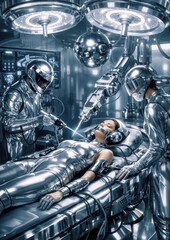 Fototapeta premium Futuristic robotic surgery scene
