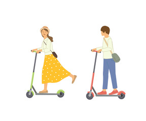 キックボードに乗る若者たち