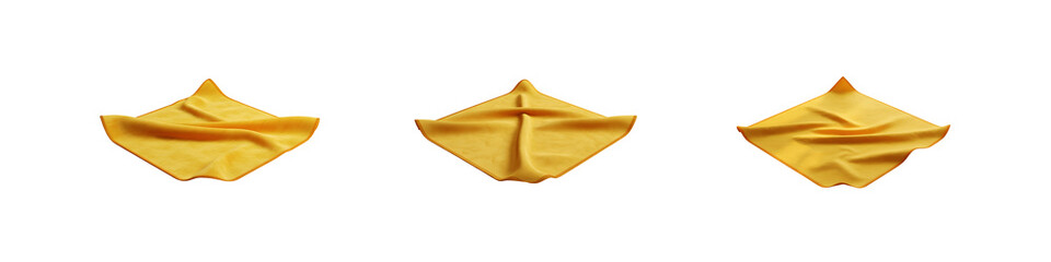 Collection for Three origami paper boats isolated on transparent background