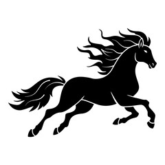 Fire Horse Icon in glyph style for Chinese New Year 2026. Wild horse icon in glyph style