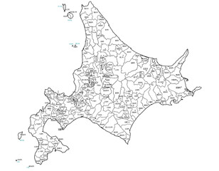 北海道　地名別イラスト　文字・斑点あり　イラスト © 酢漬け きゅうりの