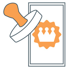 シンプルなスマートフォンの画面にスタンプが押されるデジタルスタンプラリーのイメージ素材