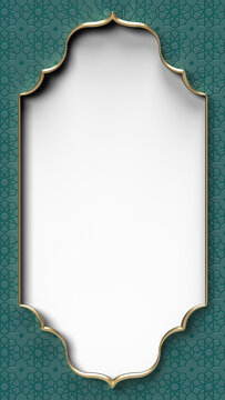 3d luxury arabic ornamental frame islamic arch niche gold border elegant template