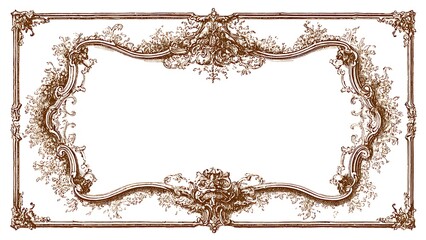 Ornate Brown Ink Etching Frame Style for Decorative Purposes and Artwork