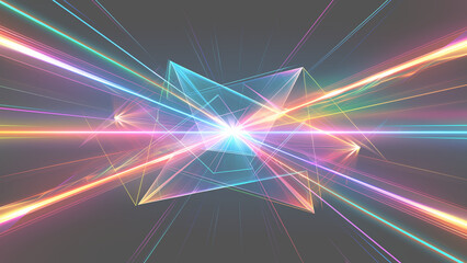 中心から多色の鋭い光が放射状に広がるクロスフレア