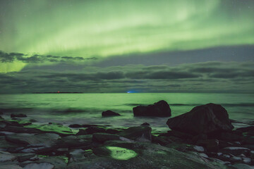 Northern lights - Norway - February arctic night sky with colorful aurora borealis © Cristian Bortes