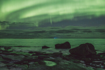 Northern lights - Norway - February arctic night sky with colorful aurora borealis © Cristian Bortes