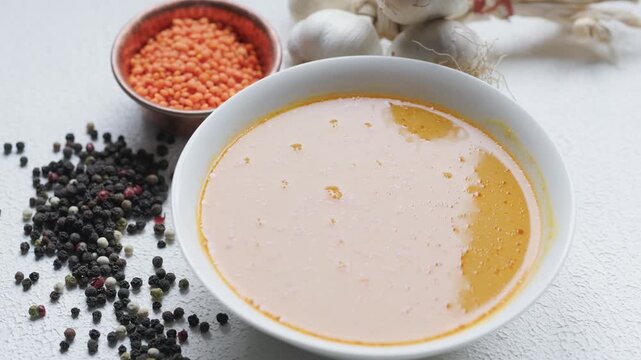 Close-Up of Traditional Indian Lentil Soup Dal Tadka